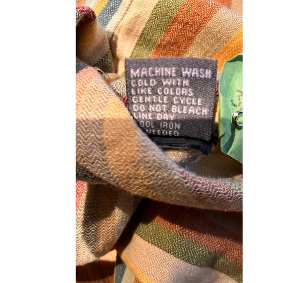 J. Gee Dress Medium, Long Sleeve, Striped, Yellow Green, Knee Length, Pockets - Picture 6 of 11